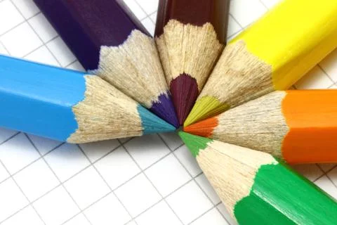 Colour pencils close-up Stock Photos