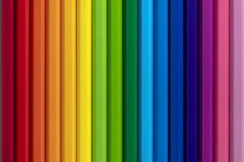 Colour Pencils Horizontal Rainbow Background Stock Photos
