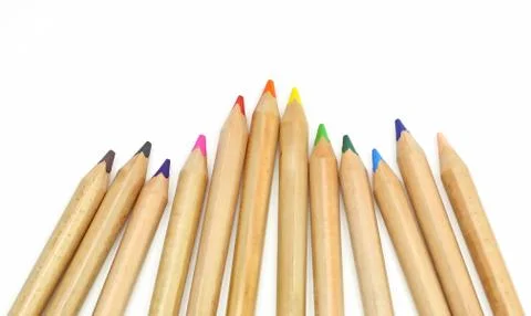Colour pencils on  white background. Stock Photos