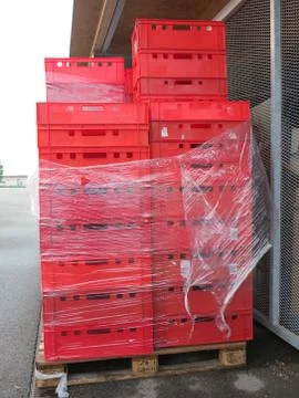 Colour plastic boxes Foto stock