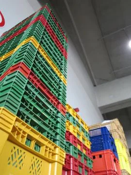 Colour plastic boxes 스톡 사진