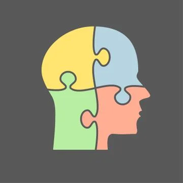 Colour Puzzle Piece Head Vector Jigsaw . Stock Illustration