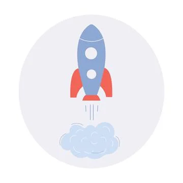 Colour rocket icon in circle isolated on white Stock Illustration