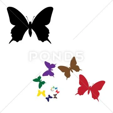 Colour silhouettes butterflies illustration Stock Illustration