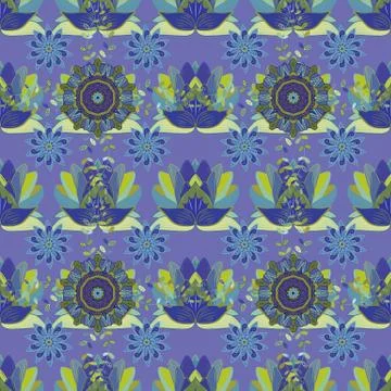 Colour Spring Theme seamless pattern Background. Cute flowers pattern with viole Illustrazione stock