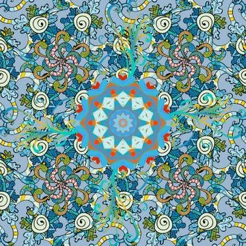 Colour Spring Theme seamless pattern Background. Flat Flower Elements Design. Cu イラスト素材