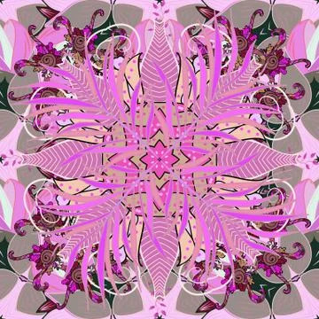 Colour Spring Theme seamless pattern Background. Flat Flower Elements Design. Fl 스톡 일러스트