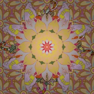 Colour Spring Theme seamless pattern Background. Seamless vintage. Flat Flower E Stockillustratie