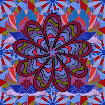 Colour Spring Theme seamless pattern Background. Flat Flower Elements Design. Fl Illustrazione stock