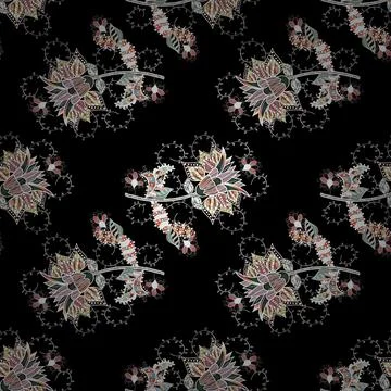 Colour Spring Theme seamless pattern Background. Flat Flower Elements Design. Ve イラスト素材