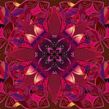 Colour Spring Theme seamless pattern Background. Flat Flower Elements Design. Se イラスト素材