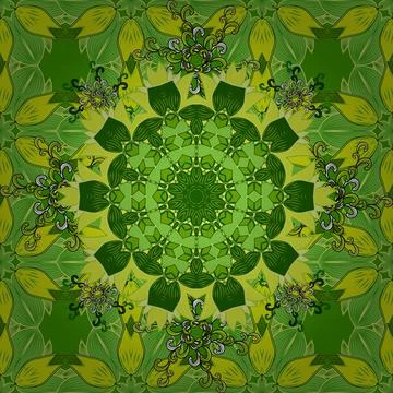 Colour Spring Theme seamless pattern Background. Floral fantasy design on a brig Illustrazione stock