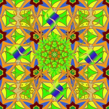 Colour Spring Theme seamless pattern Background. Flat Flower Elements Design. Fa Illustrazione stock