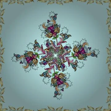 Colour Spring Theme seamless pattern Background. Flat Flower Elements Design. Se Stock Illustration