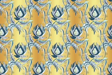 Colour Spring Theme seamless pattern Background. Raster. Flat Flower Elements De Stock Illustration