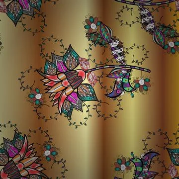 Colour Spring Theme seamless pattern Background. Flowers on brown, beige and neu Stock Illustration