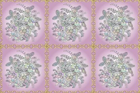 Colour Spring Theme seamless pattern Background. Flat Flower Elements Design. Se 스톡 일러스트