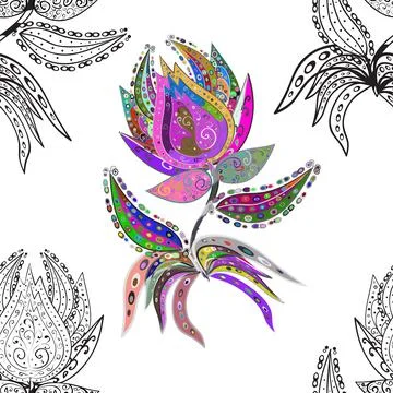 Colour Spring Theme seamless pattern Background. Seamless background with flower Stock Illustration