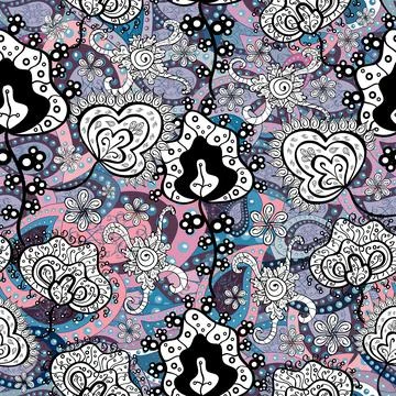Colour Spring Theme seamless pattern Background. Floral fantasy design on a brig Stockillustratie
