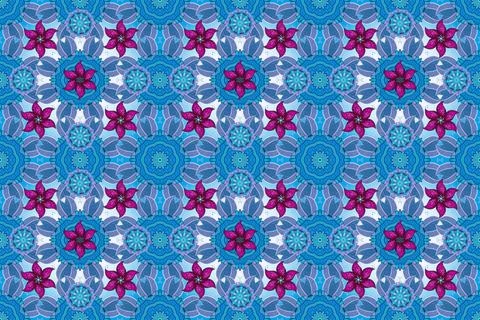 Colour Spring Theme seamless pattern Background. Raster illustration. Seamless p Stock Illustration