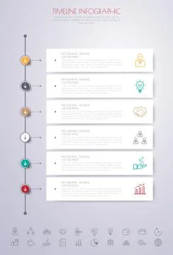 Colour StepDesign clean number timeline template/graphic or website Stock Illustration