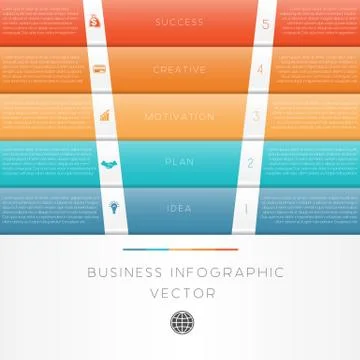Colour strips infographic numbered five position Stock Illustration