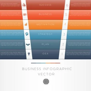 Colour strips infographic numbered six position Stock Illustration
