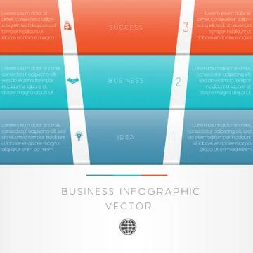Colour strips infographic numbered three position Stock Illustration