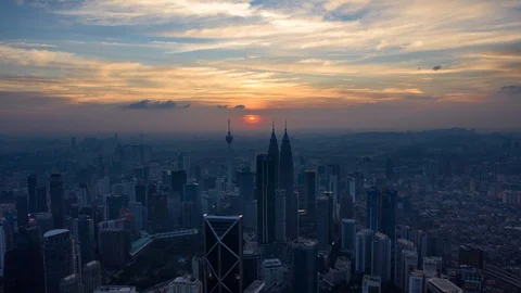 Colour of Sunset Cityscape Stock Footage 121863813