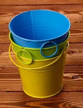 Colour Tin Buckets Stock Photos