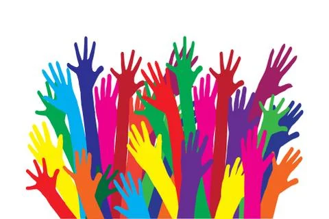 Colour vector silhouettes of hands. Illustrazione stock