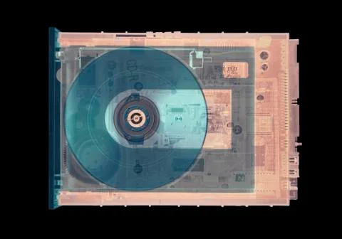 COLOUR X RAY IMAGE OF CD DRIVE Stock Photos
