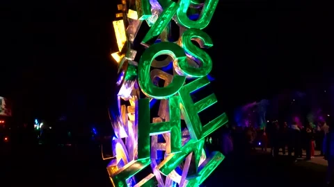 Coloured and lightning letters on a  light show Stock Footage 239941658