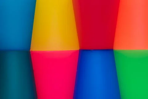Coloured background made from plastic cups Stock Photos