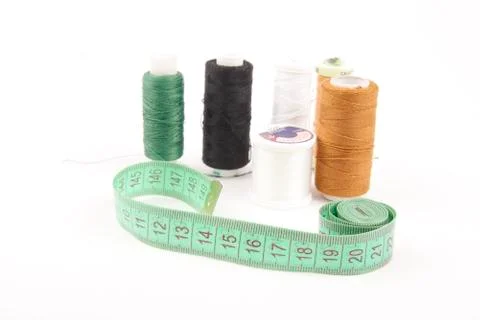 Coloured bobbins of thread Stock Photos