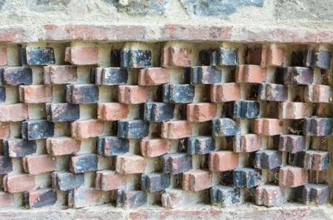 Coloured brick decoration Stock Photos