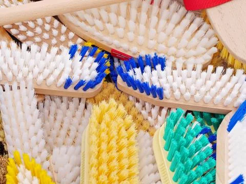 Coloured brushes Stock Photos