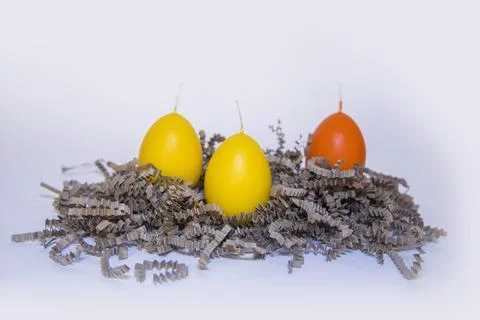 Coloured candles for easter 2023 Stock Photos