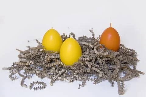 Coloured candles for easter 2023 Stock Photos