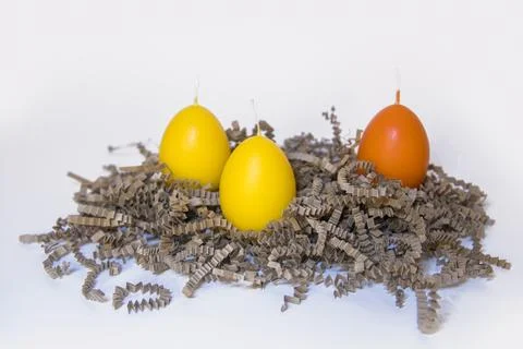 Coloured candles for easter 2023 Stock Photos