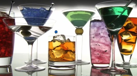 Coloured cocktails Stock Footage 8574570