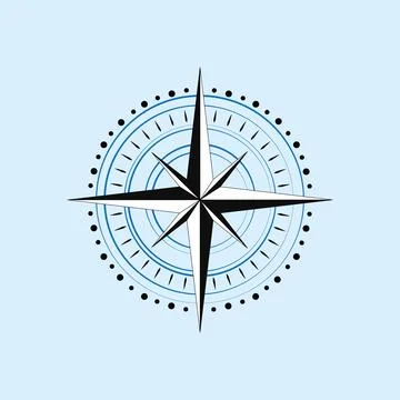 Coloured compass icon in flat design style Stock Illustration