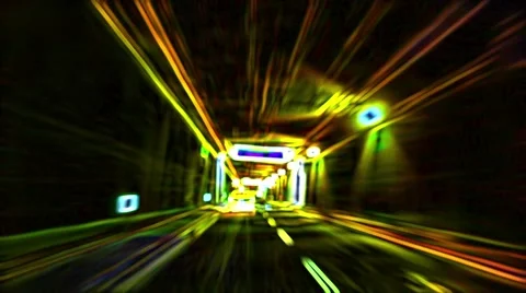 Coloured contours in tunnel Stock Footage 49120846