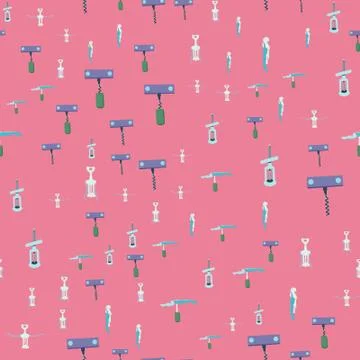 Coloured corkscrews on pink background seamless pattern Stock Illustration