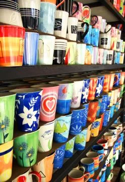 Coloured cups Foto stock