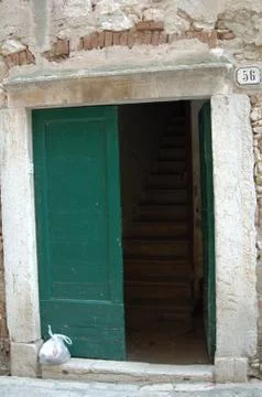Coloured door in Coatia Stock Photos