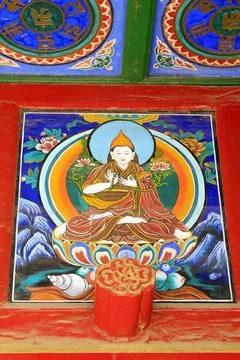 Coloured drawing or pattern in the temple 스톡 사진