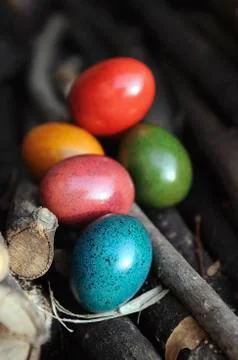 Coloured Easter eggs Stock Photos