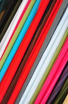 Coloured fabrics Stock Photos