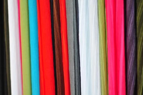 Coloured fabrics Stock Photos